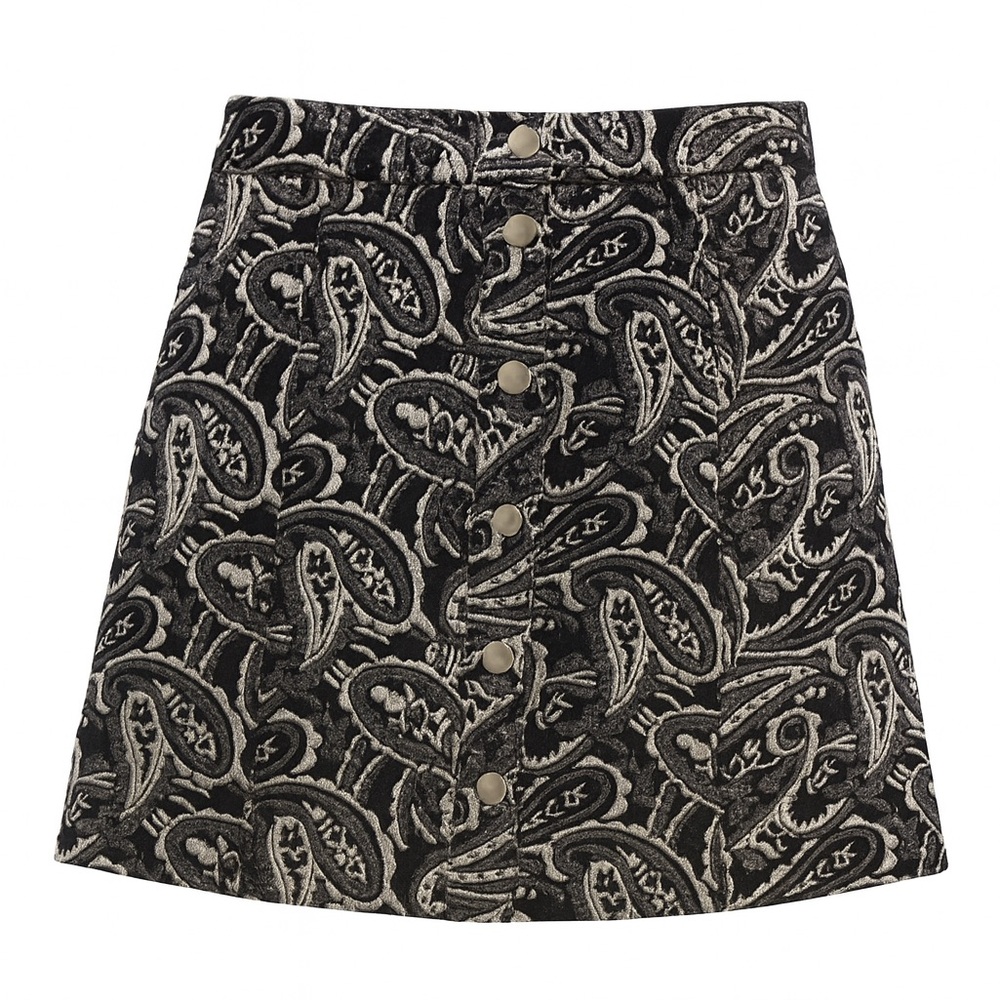 Cooperative Black and Silver Paisley Mini Skirt